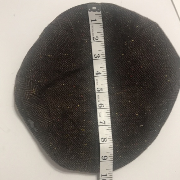 Flat Top Cap Newsboy Tweed Herringbone Brown Hat Rails Unisex - Picture 12 of 12